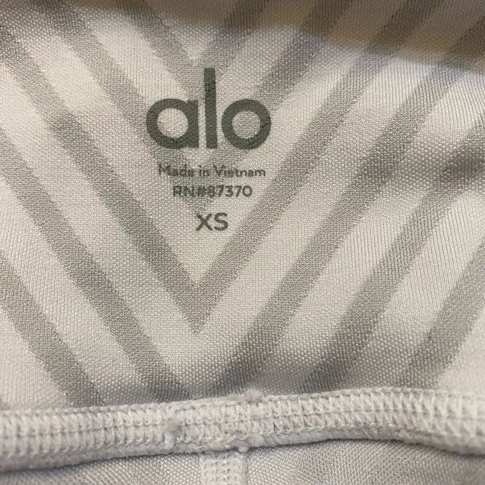 Alo Yoga Gray White Striped Leggings Women Size XS